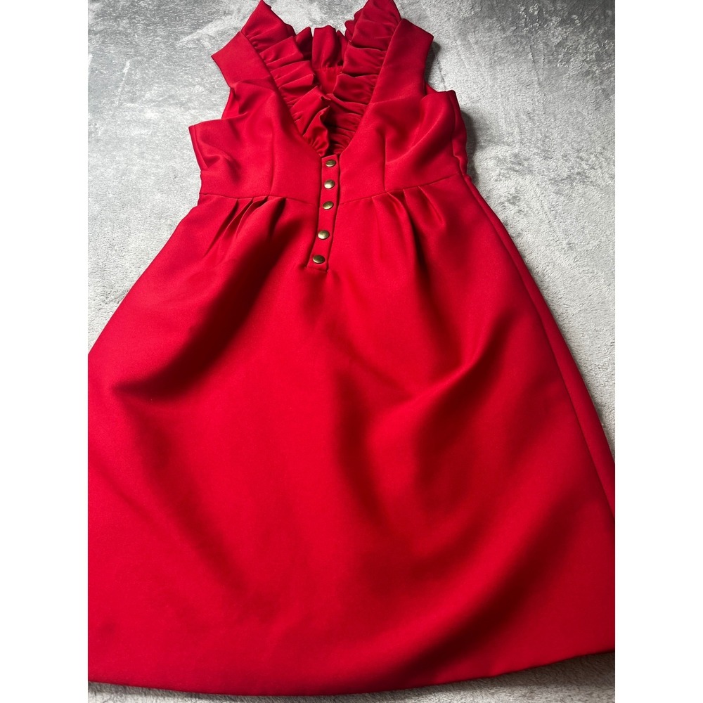 Camilyn Beth Red Ruffle Neck Party Dress Sleeveless Fit & Flare Size 0 - Picture 2 of 8